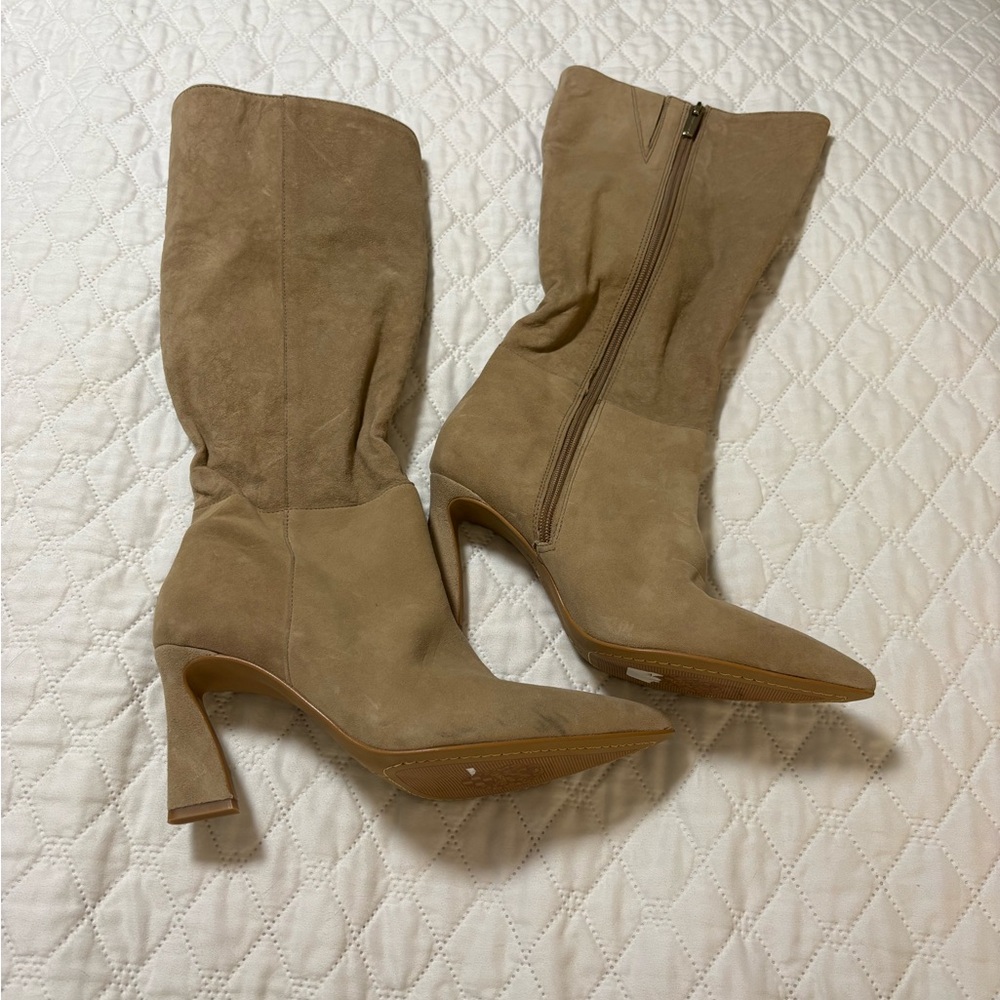 Vince Camuto Tressara Tan Wide Calf Heeled Boots NWT - Picture 1 of 9